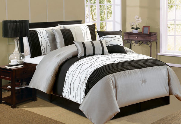 Ripple Charcoal 7-piece Comforter Set