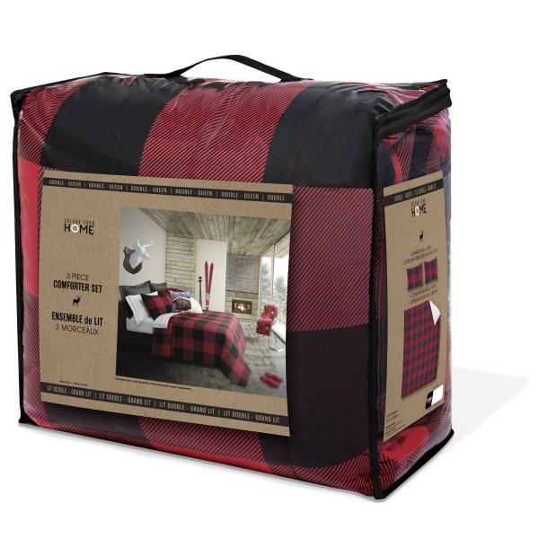 Buffalo Plaid Comforter set (2 or 3 pieces)--Red/Black