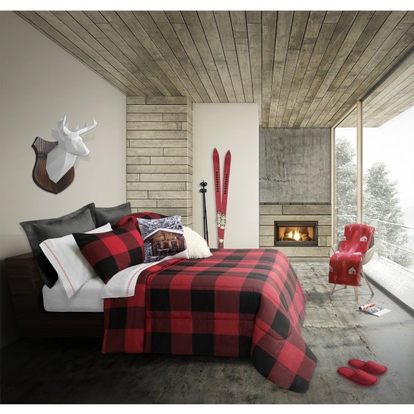 Buffalo Plaid Comforter set (2 or 3 pieces)--Red/Black
