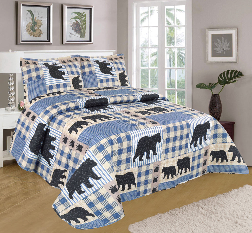 Blue Bear print Quilt set – Mega Bedding Outlet